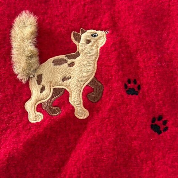 Red Boiled Wool Cat Sweater Vest - Picture 6 of 7